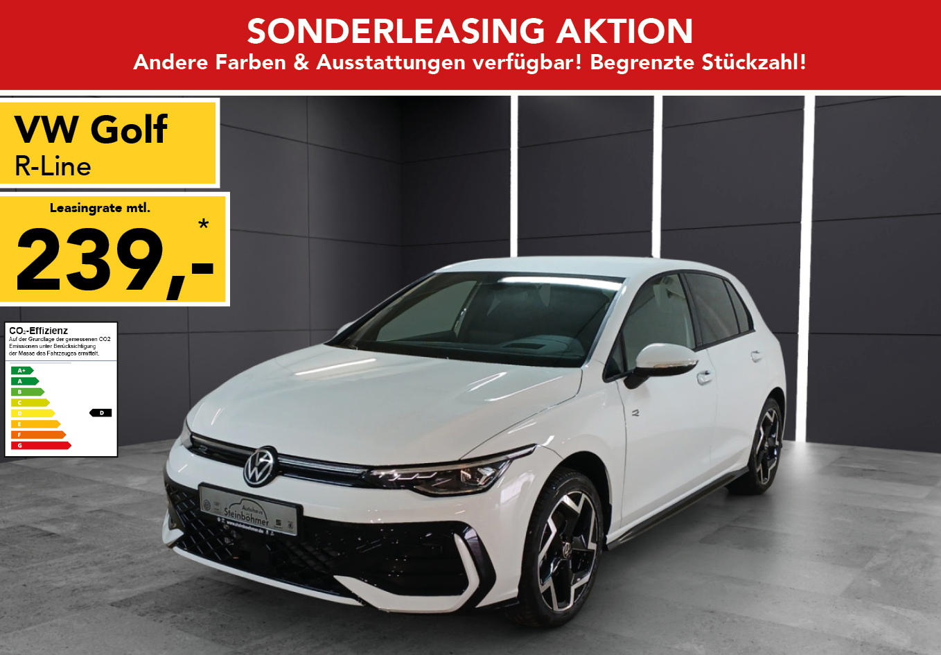 VW Golf in weiss, mtl. Leasingrate 239€