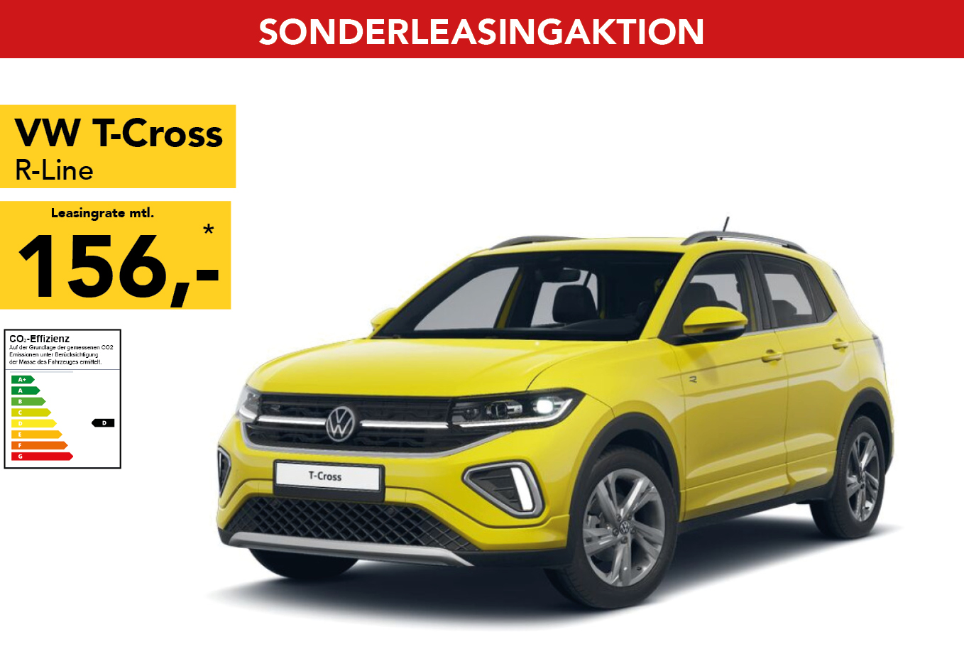 VW T-Cross in gelb, mtl. Leasingrate 186€