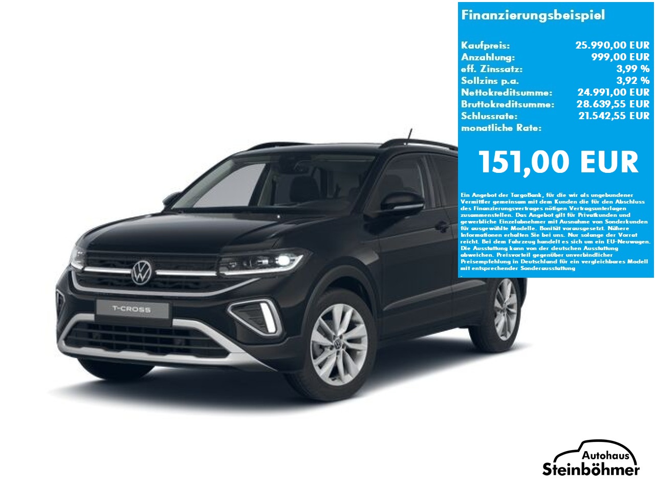 VW T-Cross in gelb, mtl. Leasingrate 186€