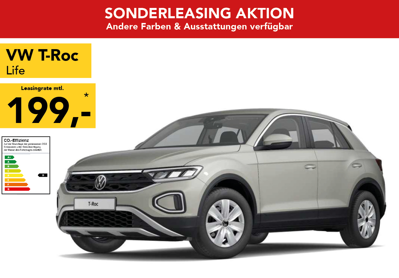 VW T-Roc in hellgrau, mtl. Leasingrate 139€