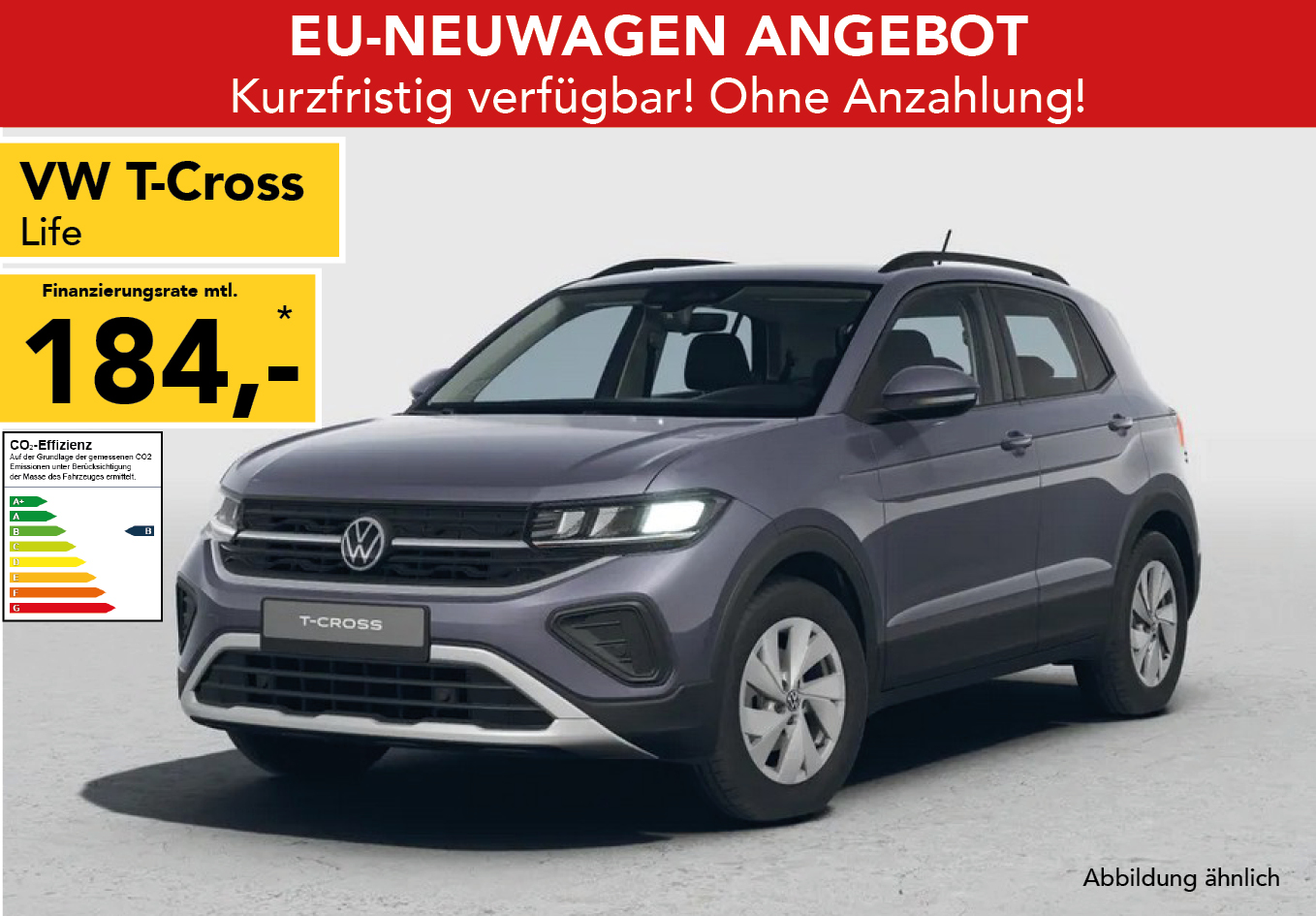 VW T-Cross in gelb, mtl. Leasingrate 186€