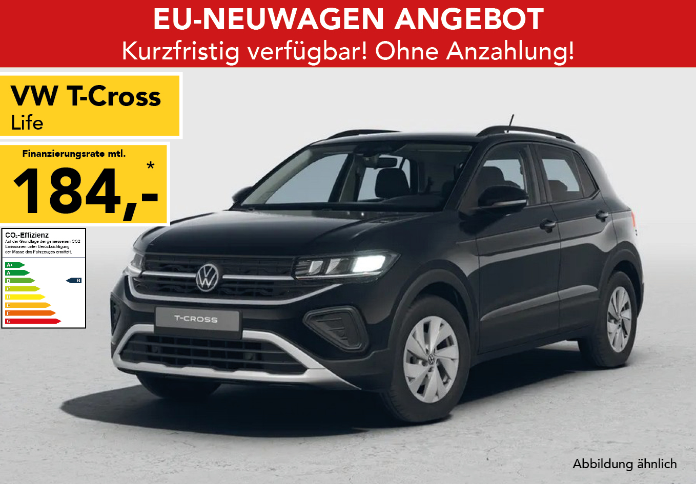 VW T-Cross in gelb, mtl. Leasingrate 186€