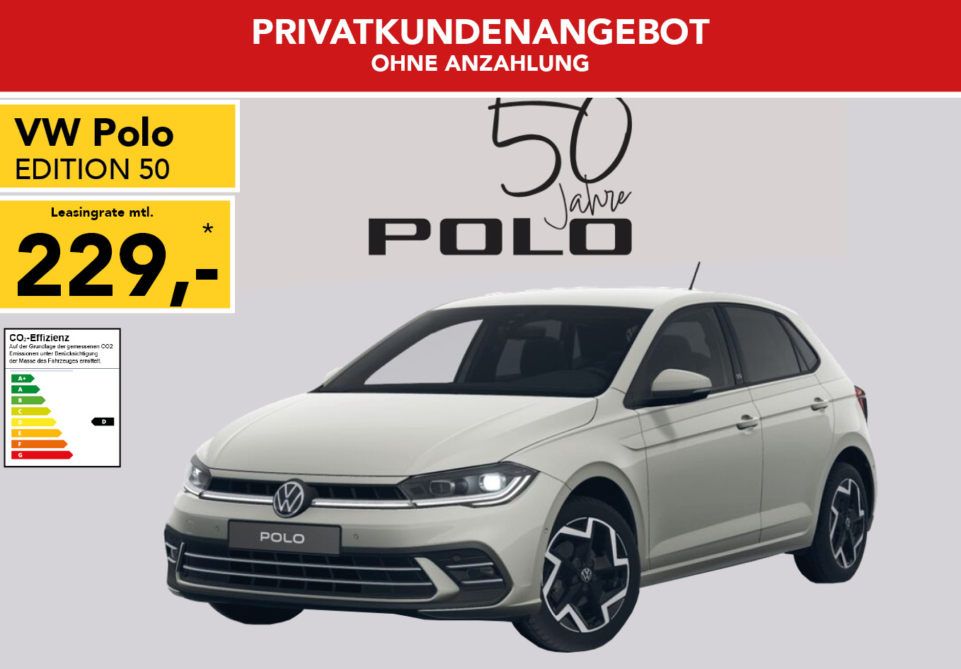 VW Polo in weiss, mtl. Leasingrate 125€