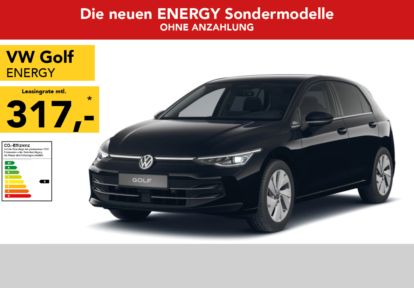 VW Golf in schwarz mtl. Leasingrate 252€