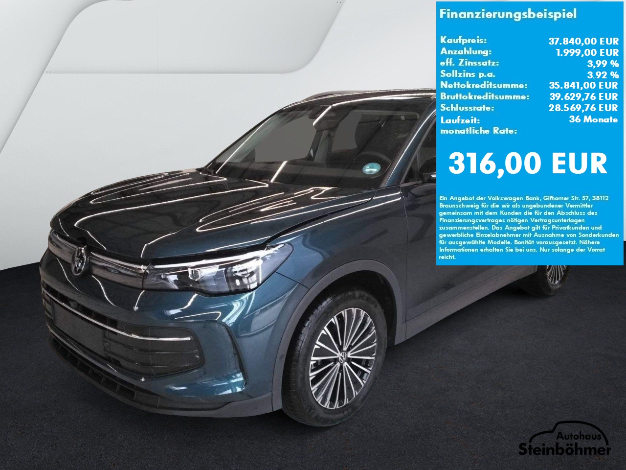 VW Tiguan Goal 2.0TDI DSG LED Plus NAV AHK ACC Bluetooth Navi Klima Einparkhilfe el. Fenster