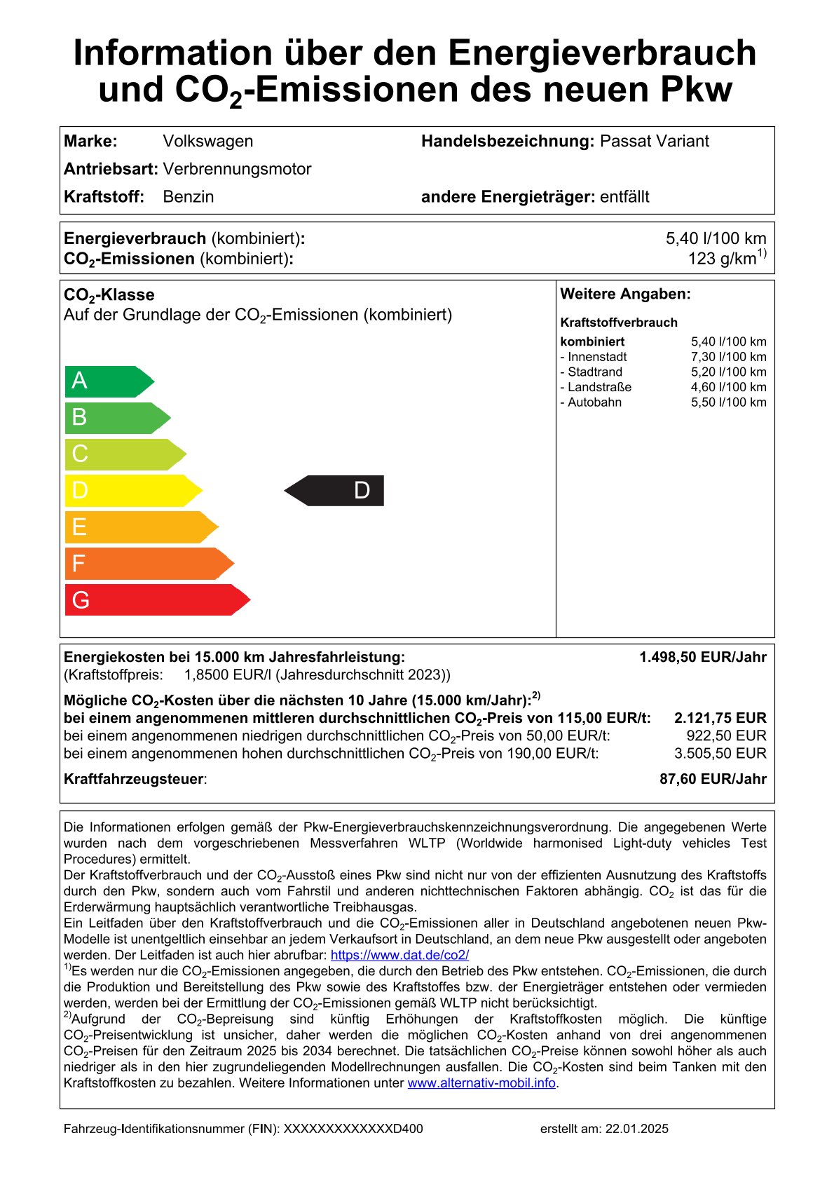 CO2 Emissionen: Co2 Klasse D
