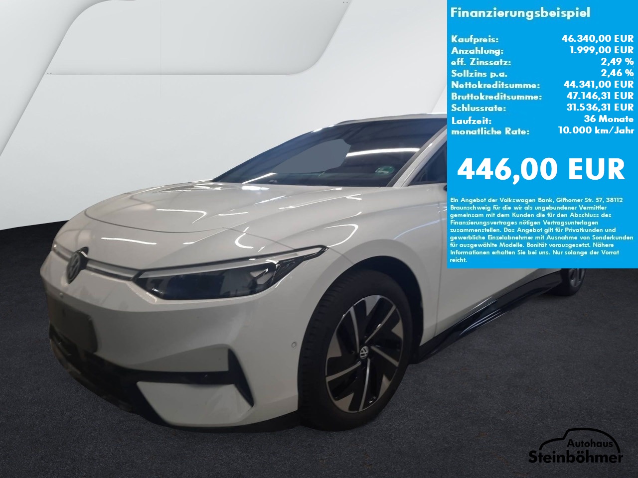 VW ID.7 Tourer Pro 210kW IQ.Light NAV ProMax AHK Bluetooth Head Up Display Navi LED Klima Einparkhilfe el. Fenster