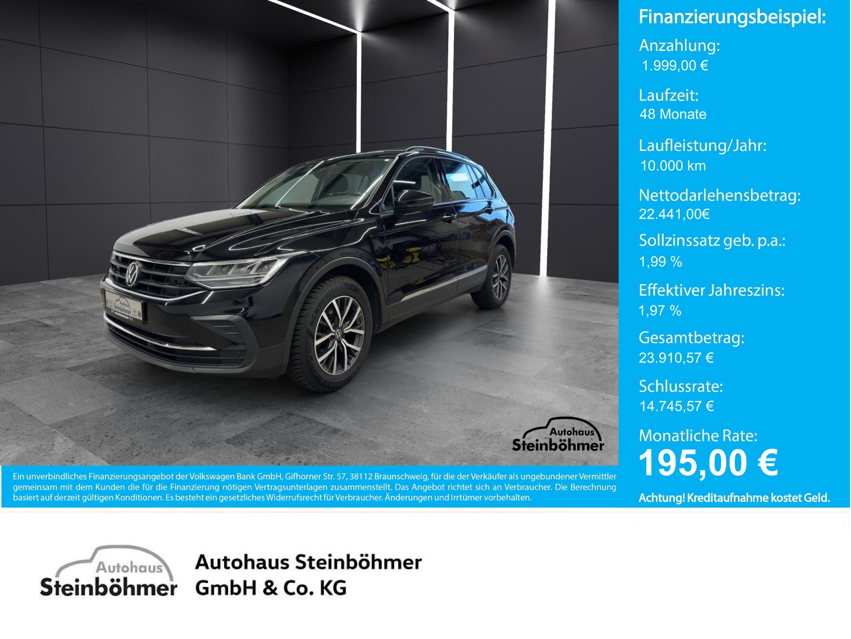 VW Tiguan Life 2.0TDI DSG LED NAV AHK ACC RearView Bluetooth Navi Klima Einparkhilfe el. Fenster