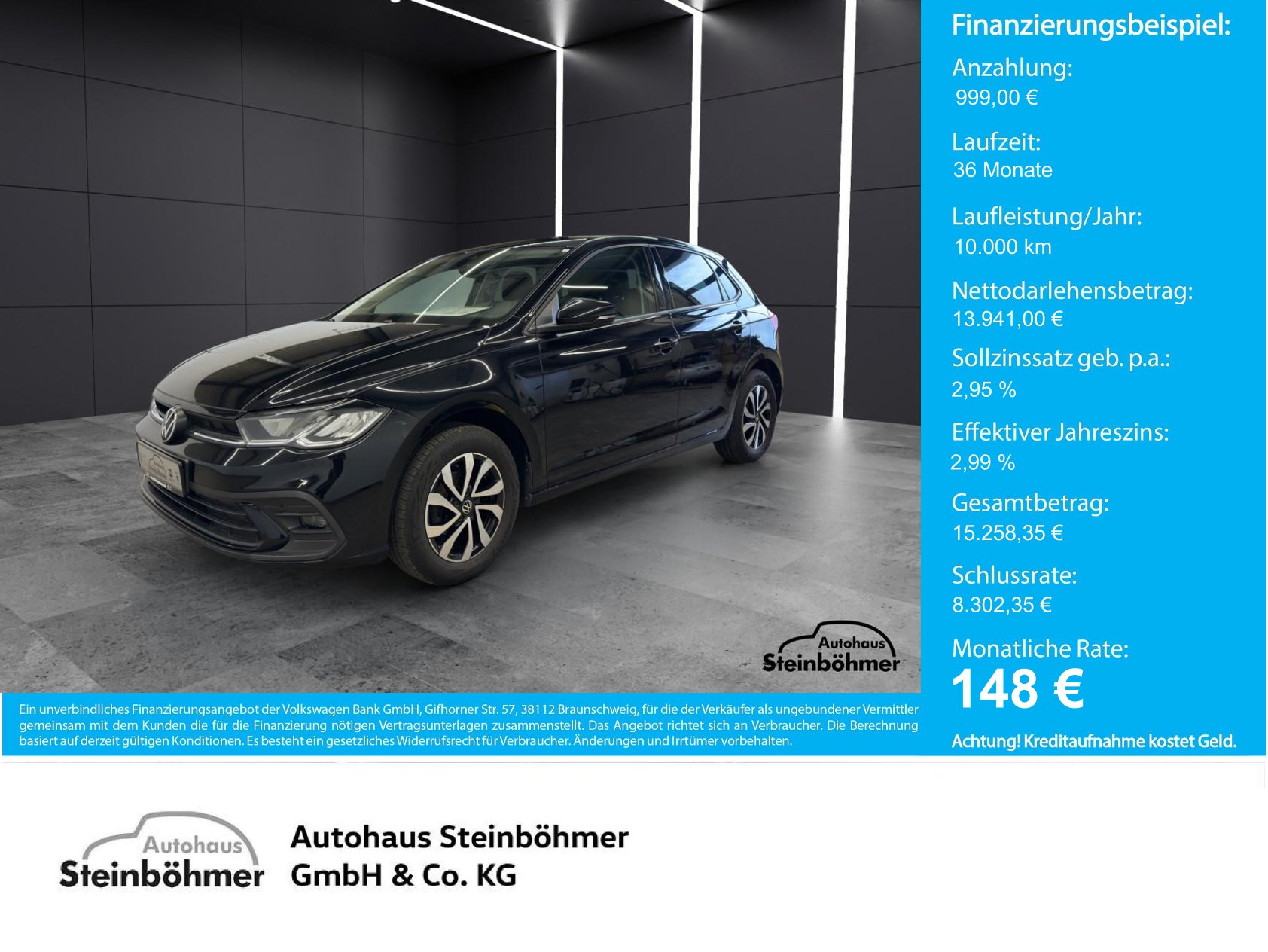 VW Polo ACTIVE 1.0MPI LED AppCon Bluetooth SHZ Galway Klima Einparkhilfe el. Fenster